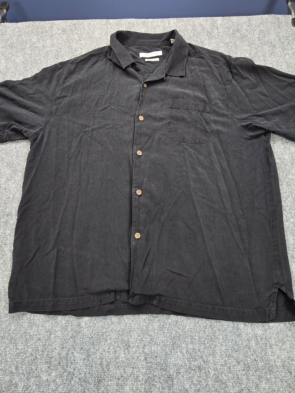 Tommy Bahama 100% Silk Black Camp Shirt Men's XXL Original Fit Button Front